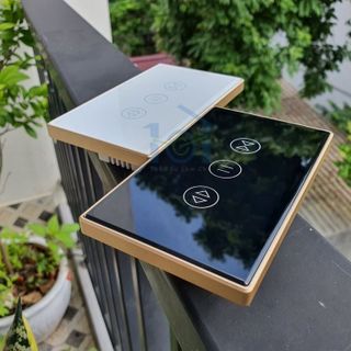 Công tắc cửa cuốn Tuya viền kim loại mặt kính 2.5d, điều khiển cửa cuốn từ xa qua App, kết nối Wifi / Zigbee