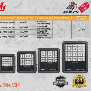 Đèn pha năng lượng mặt trời Thái Lan thế hệ mới 100W, tấm pin mono, có điều khiển từ xa