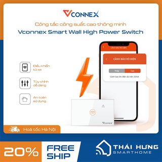 Công tắc bình nóng lạnh chống giật Vconnex, không viền, Wifi 2.4 Gz giá sỉ