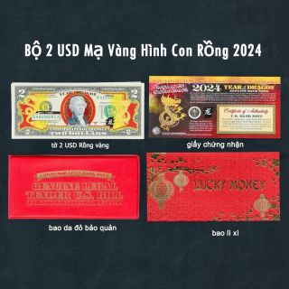 2USD Mạ Vàng Hình Rồng 2024