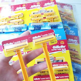 Vỉ 24 Cây dao cạo râu Gillette cán vàng xanh