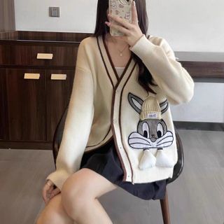 Áo Khoác Len Thêu Hình Thỏ