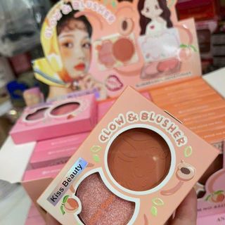 Phấn má hồng, highlighter,Kis Baeuty, mọng nước, mặt bóng, kết cấu mịn, màu đẹp, lâu trôi, 2in1