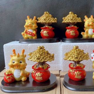 TƯỢNG RỒNG VÀNG VÀ CÂY KIM TIỀN