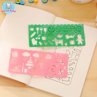Thước kẻ học sinh cute nhiều hình có khuôn cho bé tập vẽ đồ dùng học tập Hồ Lô Kids
