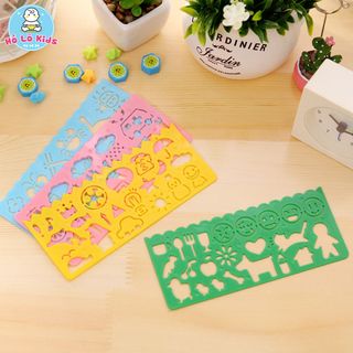 Thước kẻ học sinh cute nhiều hình có khuôn cho bé tập vẽ đồ dùng học tập Hồ Lô Kids