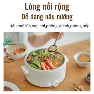Nồi Lẩu Mini Đa Năng ,Nồi Đa Năng Có Hấp, Chiên, Rán 2L 700W Pinewoods Chất Lượng Cao
