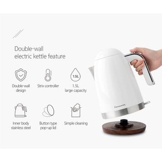 Ấm điện đun nước siêu tốc hai lớp cách nhiệt 1,5L Lacuzin - LCZ1802