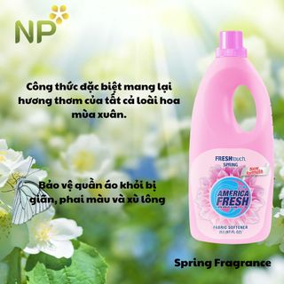 Nước xả mềm vải America Fresh Chai 2L Hương thơm tươi mát bốn mùa, Lưu hương lâu trên quần áo Thương hiệu đến từ Mỹ