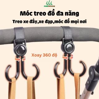 Móc Treo Đồ Đa Năng,Móc Đôi Treo Xe Đẩy, Xe Đạp, Ôtô Chống Rơi Tiện Dụng Chất Lượng Cao Móc Xoay 360 độ Pinewoods