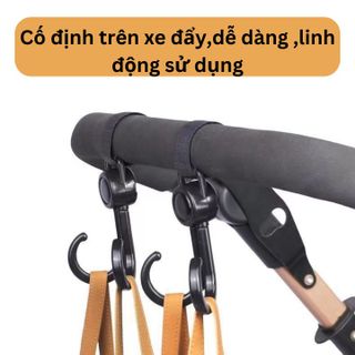 Móc Treo Đồ Đa Năng,Móc Đôi Treo Xe Đẩy, Xe Đạp, Ôtô Chống Rơi Tiện Dụng Chất Lượng Cao Móc Xoay 360 độ Pinewoods