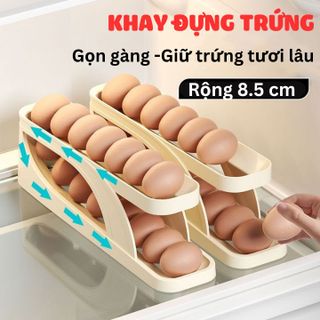 Khay đựng trứng,Khay đựng trứng tủ lạnh thiết kế 2 tầng thông minh tự lăn trứng cao cấp Pinewoods hàng nhập khẩu