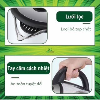 Ấm Siêu Tốc BUBBLEBOIL THE GARDEN Thủy Tinh Cao Cấp Dung tích 2 Lít