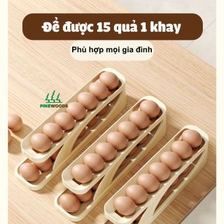 Khay đựng trứng,Khay đựng trứng tủ lạnh thiết kế 2 tầng thông minh tự lăn trứng cao cấp Pinewoods hàng nhập khẩu