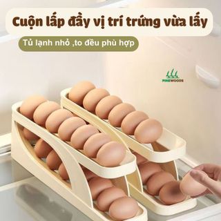 Khay đựng trứng,Khay đựng trứng tủ lạnh thiết kế 2 tầng thông minh tự lăn trứng cao cấp Pinewoods hàng nhập khẩu