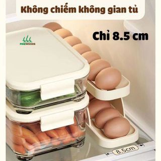 Khay đựng trứng,Khay đựng trứng tủ lạnh thiết kế 2 tầng thông minh tự lăn trứng cao cấp Pinewoods hàng nhập khẩu