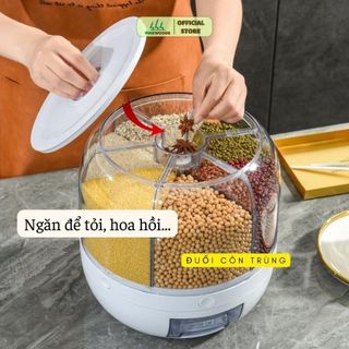 Thùng đựng hạt ,thùng đựng gạo gia đình thông minh PINEWOODS 6 &12kg lấy gạo tự động,xoay thông minh,hàng chính hãng