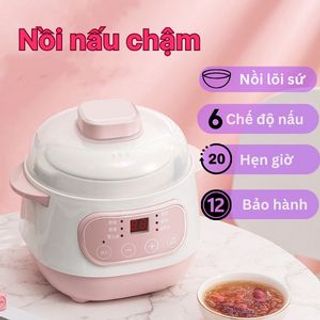 Nồi nấu cháo chậm ,Nồi nấu chậm cho bé ăn dặm, chưng yến,hầm sâm thố sứ cao cấp 1L Bảo hành 12 tháng