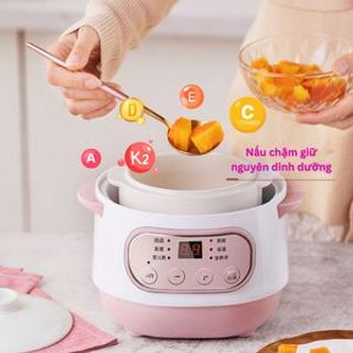 Nồi nấu cháo chậm ,Nồi nấu chậm cho bé ăn dặm, chưng yến,hầm sâm thố sứ cao cấp 1L Bảo hành 12 tháng