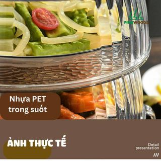 Lồng bàn giữ nhiệt,Lồng bàn đậy thức ăn 5 tầng cao cấp - Khay đựng hoa quả đồ ăn tích hợp lồng bàn