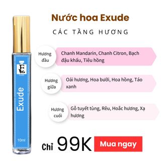Nước Hoa Nam Nữ Exude 10ml | Nước hoa dùng đi chơi, đi học, đi làm | Nước hoa tặng bạn nam, nữ làm quà sinh nhật, quà tặng người yêu, tặng bạn trai, bạn gái | Nước hoa hương thơm lâu, lưu hương trên 5 tiếng