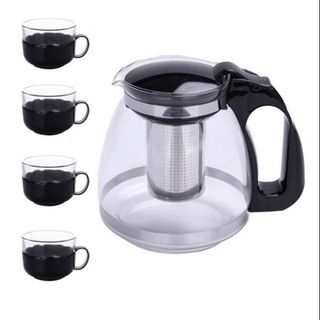 BỘ ẤM CHÉN TRÀ CÓ KHAY LỌC - BÌNH LỌC TRÀ THỦY TINH KÈM CHÉN (BỘ 5 MÓN) CTB347 - BECHIP