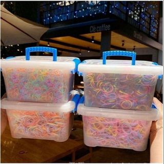 HỘP 4000 CHUN BUỘC TÓC CHO BÉ KÈM HỘP ĐỰNG MIX MÀU CTB346 - BECHIP