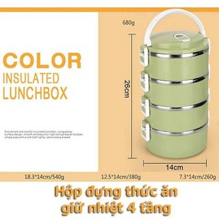 HỘP CƠM LÚA MẠCH 4 TẦNG LÕI INOX, HỘP CƠM GIỮ NHIỆT 4 TẦNG CTB460 - BECHIP
