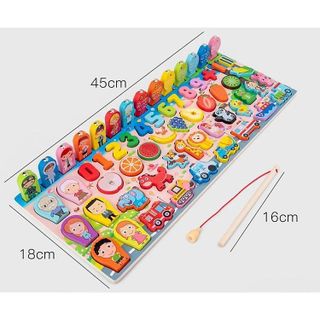 BỘ ĐỒ CHƠI TRÍ TUỆ BẰNG GỖ, ĐỒ CHƠI CÂU CÁ GỖ 63 CHI TIẾT CHO BÉ TRAI, BÉ GÁI CTB225 - BECHIP