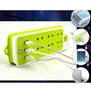 Ổ CẮM ĐIỆN ĐA NĂNG THÔNG MINH CHỐNG GIẬT, 6 LỖ, 2-3 CỔNG USB TIỆN DỤNG, Ổ CẮM ĐIỆN XANH CTB336 - BECHIP