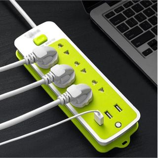 Ổ CẮM ĐIỆN ĐA NĂNG THÔNG MINH CHỐNG GIẬT, 6 LỖ, 2-3 CỔNG USB TIỆN DỤNG, Ổ CẮM ĐIỆN XANH CTB336 - BECHIP
