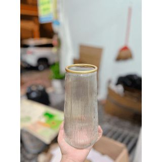 LỌ HOA THỦY TINH CỔ VIỀN VÀNG CTB571 - BECHIP