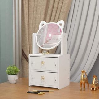 KỆ MỸ PHẨM GỖ KÈM GƯƠNG TAI MÈO 2 TẦNG, TỦ MỸ PHẨM CÓ GƯƠNG TAI MÈO CTB325 - BECHIP