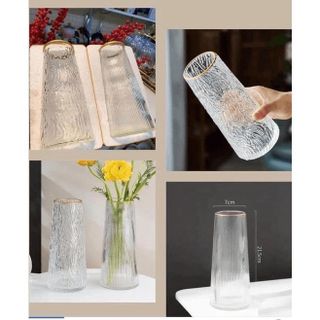 LỌ HOA THỦY TINH CỔ VIỀN VÀNG CTB571 - BECHIP