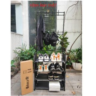 KỆ ĐỂ GIÀY DÉP KÈM MÓC TREO QUẦN ÁO ĐA NĂNG, TIỆN LỢI, SANG TRỌNG 4 TẦNG CTB88 – BECHIP