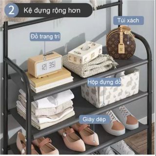 KỆ ĐỂ GIÀY DÉP KÈM MÓC TREO QUẦN ÁO ĐA NĂNG, TIỆN LỢI, SANG TRỌNG 4 TẦNG CTB88 – BECHIP