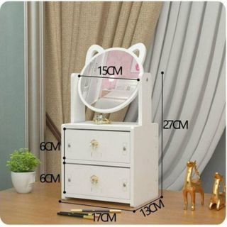 KỆ MỸ PHẨM GỖ KÈM GƯƠNG TAI MÈO 2 TẦNG, TỦ MỸ PHẨM CÓ GƯƠNG TAI MÈO CTB325 - BECHIP