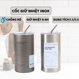 LY GIỮ NHIỆT INOX, CỐC GIỮ NHIỆT 600ML KÈM ỐNG HÚT AMERICANO CTB97 - BECHIP