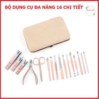 BỘ DỤNG CỤ LÀM MÓNG, 16, 18 CHI TIẾT MÀU HỒNG CTB182 - BECHIP