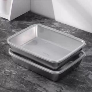 HỘP INOX KÈM NẮP NHỰA HÌNH CHỮ NHẬT CỠ LỚN 25.5 X 20 CM CTB323 - BECHIP