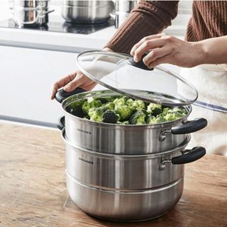 NỒI HẤP INOX 3 TẦNG 28CM, NẤU ĐƯỢC BẾP TỪ CTB560 - BECHIP