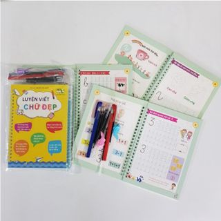 SET 3 QUYỂN LUYỆN VIẾT THẦN KỲ, SET 3 QUYỂN LUYỆN VIẾT TỰ BAY MỰC TẶNG BÚT VÀ MỰC THẦN KỲ CTB320 - BECHIP