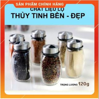 BỘ 6 LỌ ĐỰNG GIA VỊ THỦY TINH KÈM ĐẾ XOAY 360 ĐỘ CAO CẤP CTB316 - BECHIP