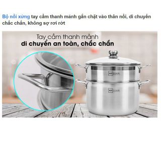 BỘ NỒI INOX 2 TẦNG KÈM XỬNG HẤP HT COOK 28CM CTB314 - BECHIP