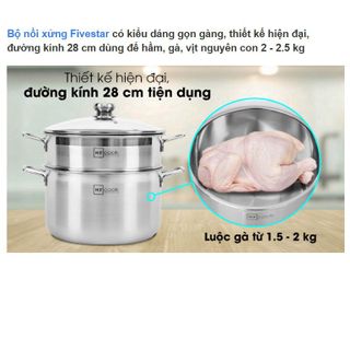 BỘ NỒI INOX 2 TẦNG KÈM XỬNG HẤP HT COOK 28CM CTB314 - BECHIP