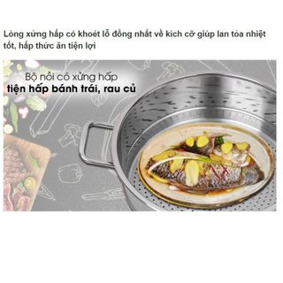 BỘ NỒI INOX 2 TẦNG KÈM XỬNG HẤP HT COOK 28CM CTB314 - BECHIP