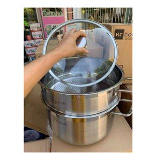 BỘ NỒI INOX 2 TẦNG KÈM XỬNG HẤP HT COOK 28CM CTB314 - BECHIP