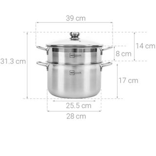 BỘ NỒI INOX 2 TẦNG KÈM XỬNG HẤP HT COOK 28CM CTB314 - BECHIP