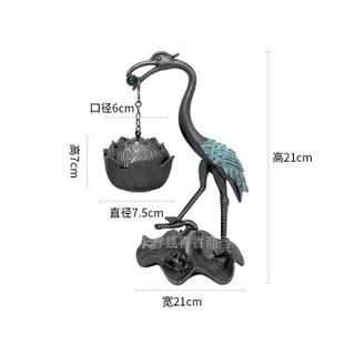 HỒNG HẠC ĐỐT TRẦM HƯƠNG/LƯ HƯƠNG BẰNG ĐỒNG HẠC NGẬM HOA SEN CTB556 - BECHIP