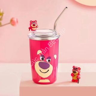 LY GIỮ NHIỆT GẤU DÂU LOTSO CHẤT LIỆU INOX 304 KÈM ỐNG HÚT 450ML CTB199 - BECHIP
